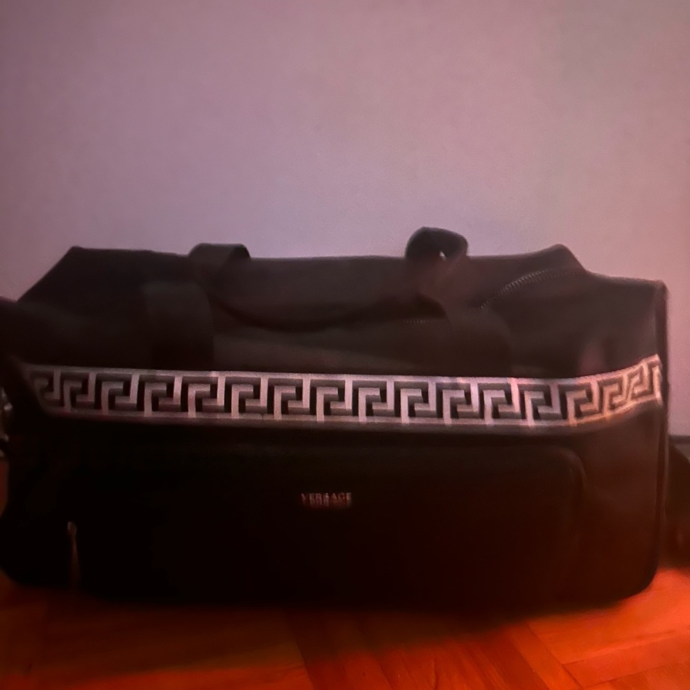 Versace Black and Silver Duffel Bag